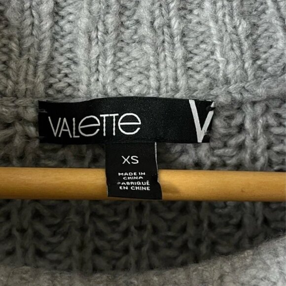 VALETTE Wool Blend Chunky Gray Knit Sweater Oversized Relaxed Fit | Size XS - Picture 8 of 9